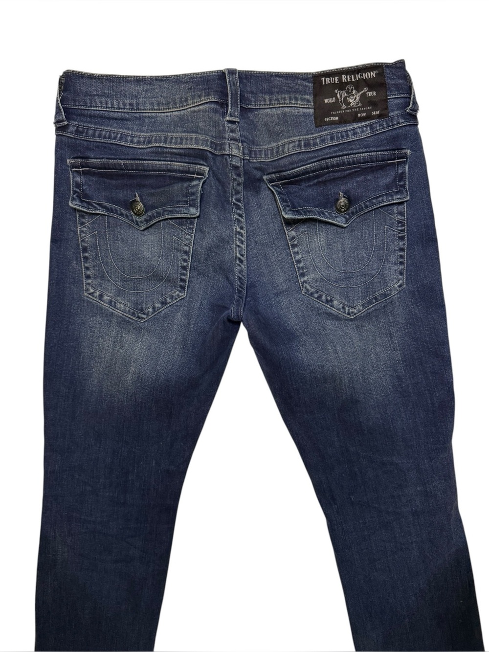 True Religion Men's Ricky Dark Blue Relaxed Straight Fit Denim Jeans Sz 33 READ